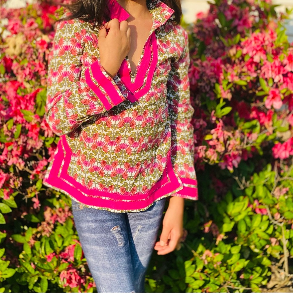 Girl Tory Burch Pink Tunic Top Size Medium 6-7